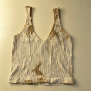 Rue21 white and brown cropped tank top size medium